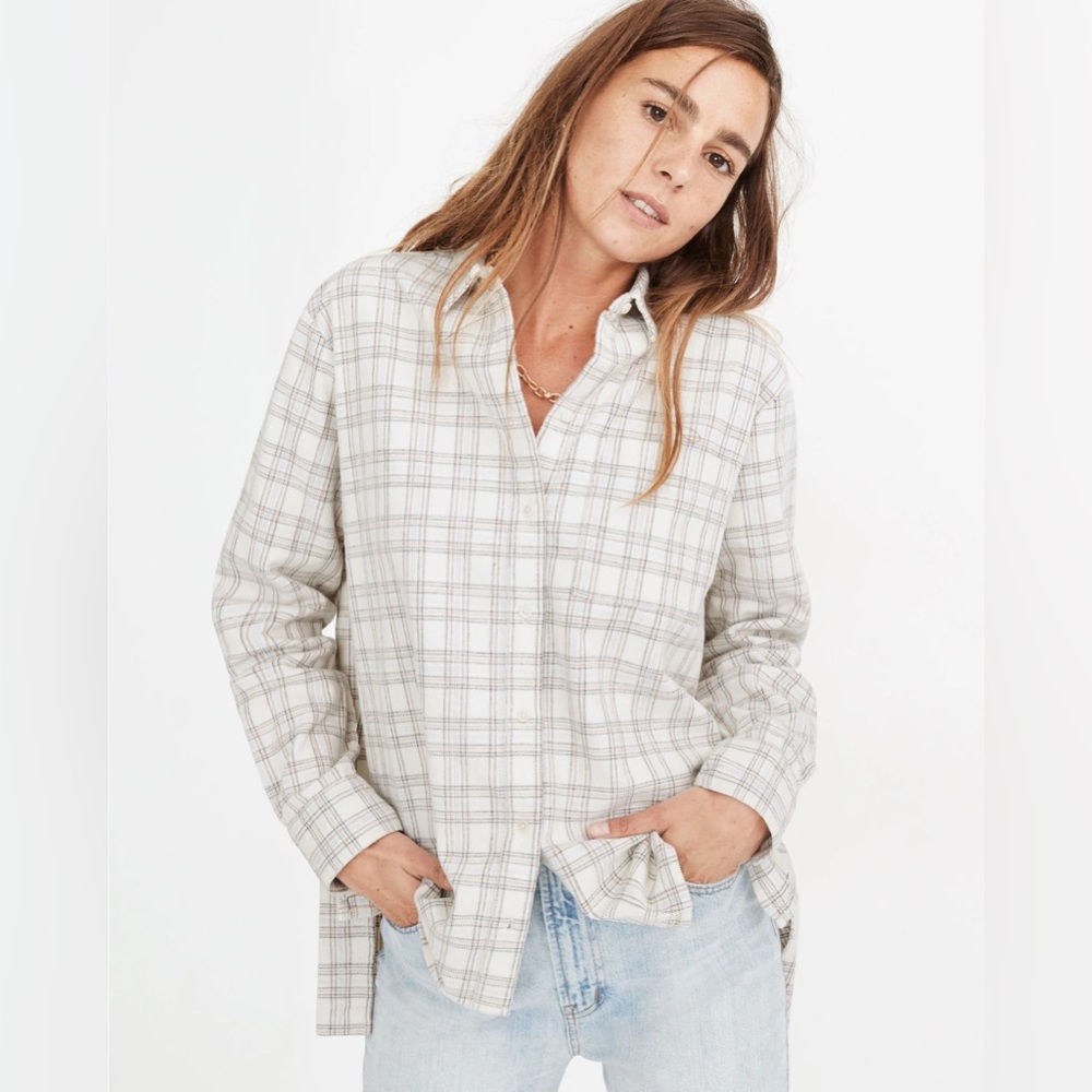 Madewell Corduroy Oversized Ex-Boyfriend Shirt in Lombard Plaid